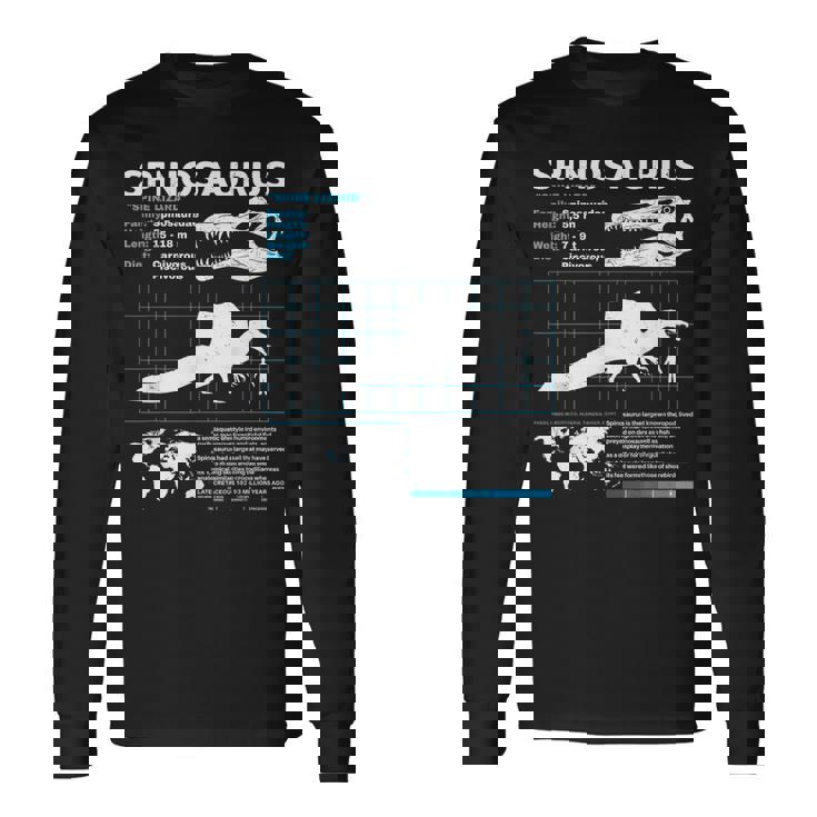 スピノサウルスのファクトシート 長袖Tシャツ