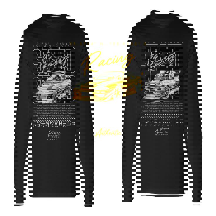 スピードレトロヴィンテージジャパニーズjdm東京ジャパンドリフトレースカー 長袖Tシャツ