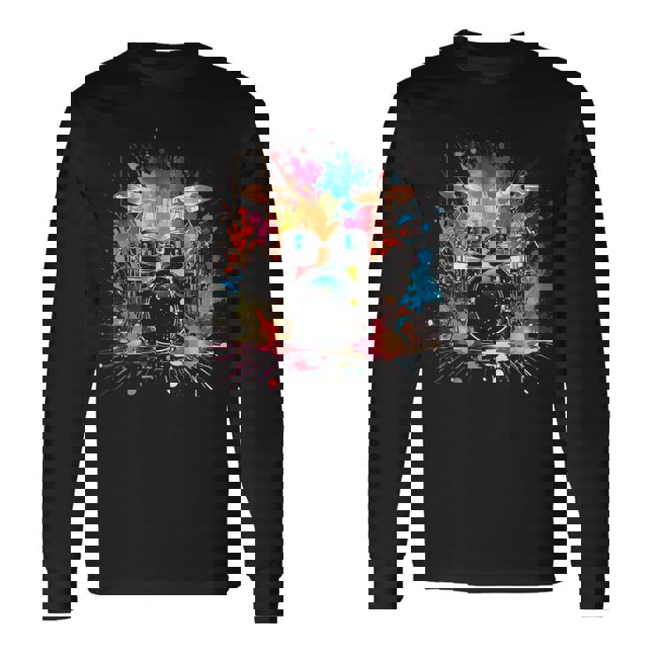 スプラッシュスタイルのドラムドラマードラムドラムのドラム 長袖Tシャツ