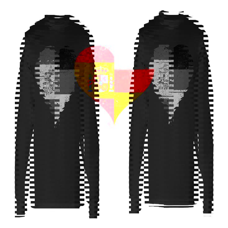 スペインとドイツのハーフaのかっこいい国旗 スペイン ドイツの国旗 Pain German Flag 長袖Tシャツ