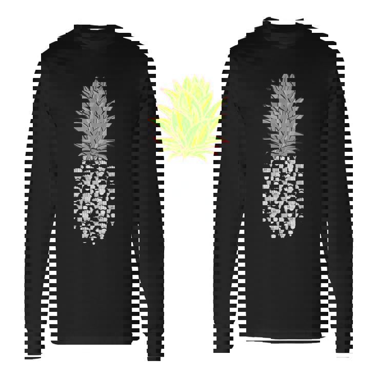 スポーツシャツ 面白いパイナップルデザイン ヴィンテージ バドミントン 長袖Tシャツ