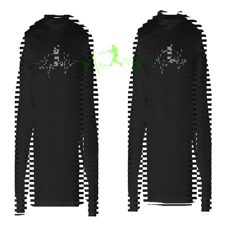 スポーツファンのための野球ハートビートクールなデザイン 長袖Tシャツ