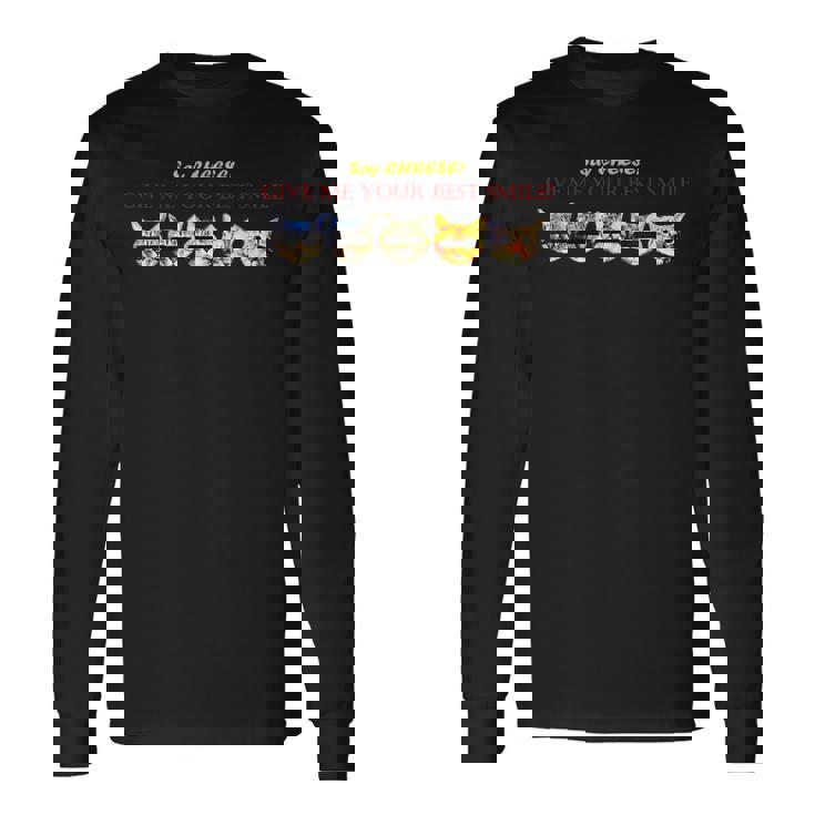 スマイル Smile 笑顔 笑う 猫 キャット Cat かわいい 面白い Cute 個性的 おしゃれ ねこ Rock 長袖Tシャツ