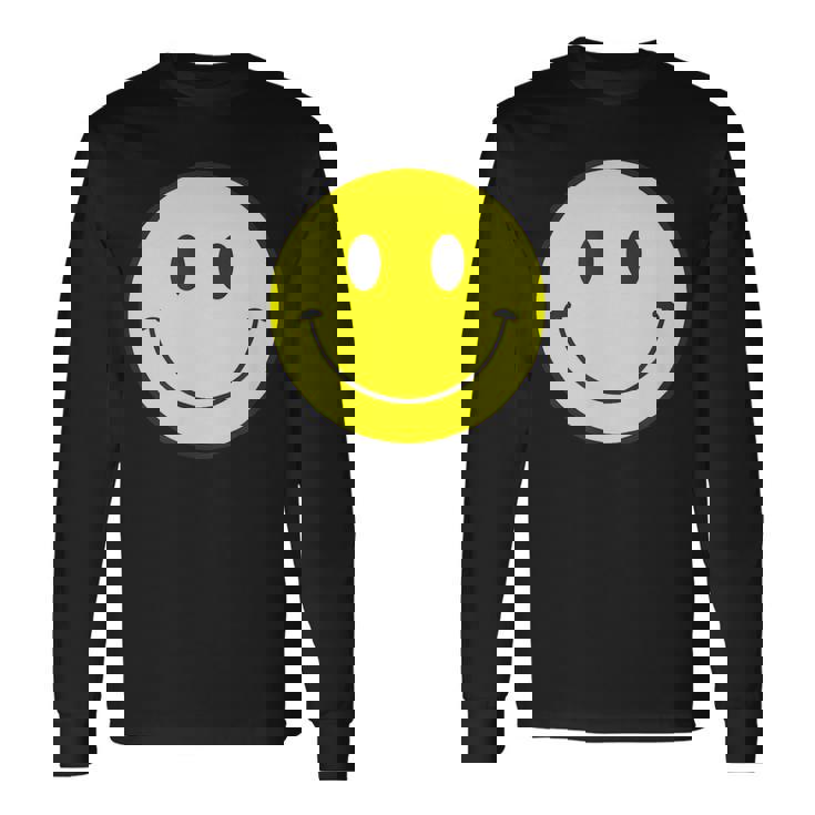 スマイル フェイス 笑顔（ベーシック）【スマイリー】ニコニコ 絵文字 黄色 ポップ かわいい イラスト 長袖Tシャツ