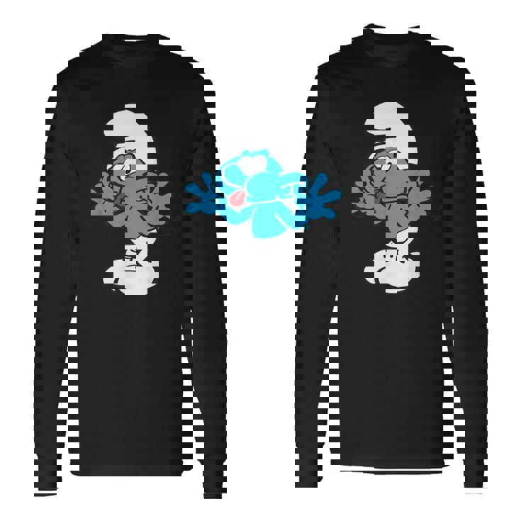 スマーフ ジョキー スマーフ 舌 ジョイフル ブルー コミック スマーフェット 長袖Tシャツ