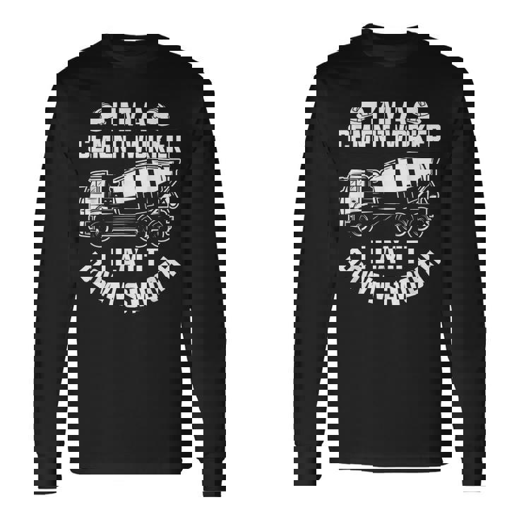 スムーズに敷設する 面白いコンクリート作業員 長袖Tシャツ