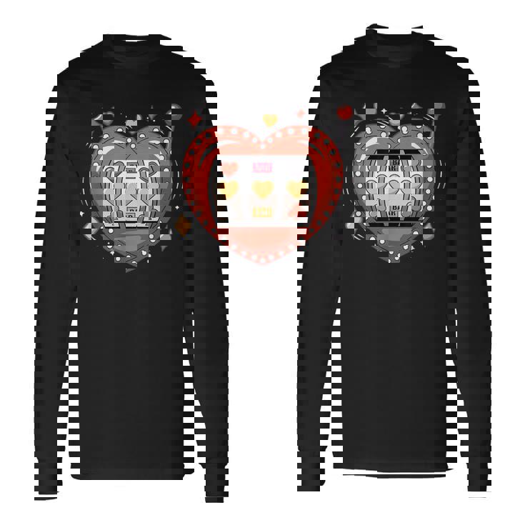 スロットマシンハートジャックポットカジノギャンブル愛好家 長袖Tシャツ