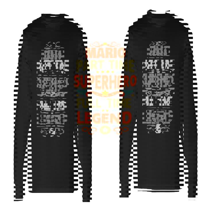 スーパーヒーロー マリオ レジェンド パーソナライズ 面白い 名前 マリオ 長袖Tシャツ