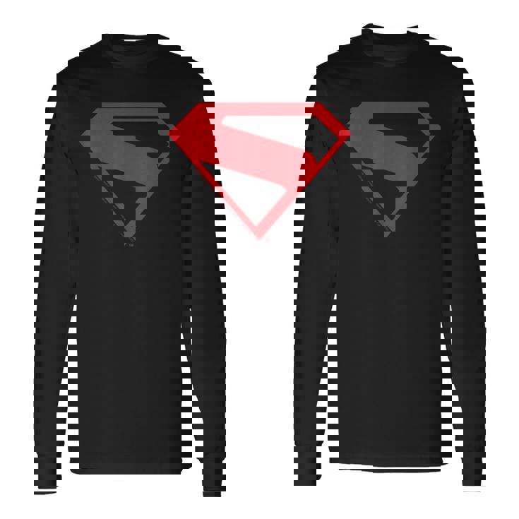 スーパーマン映画デザインのスーパーマンシルエット。 長袖Tシャツ