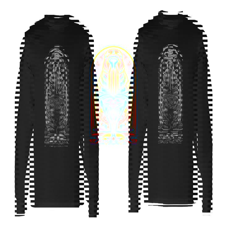 セイウチ カラフル アート 動物 抽象 グラフィック セイウチ 長袖Tシャツ