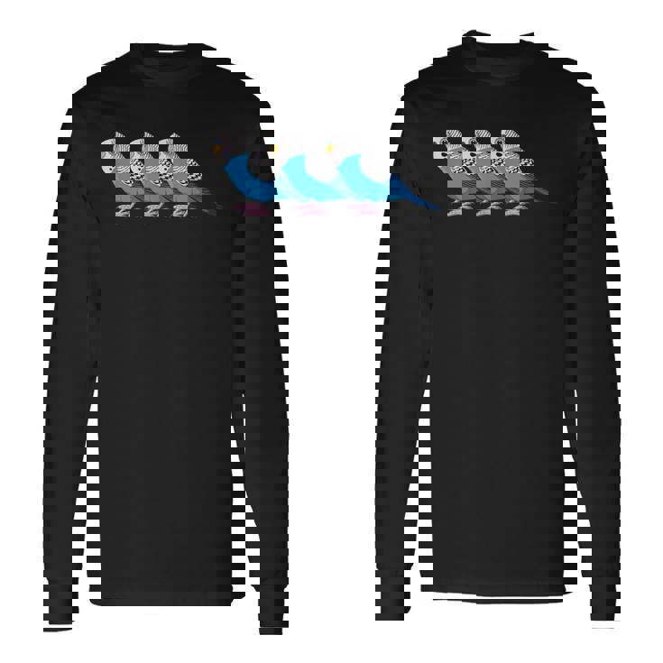 セキセイインコ鳥、セキセイインコ青い鳥 長袖Tシャツ