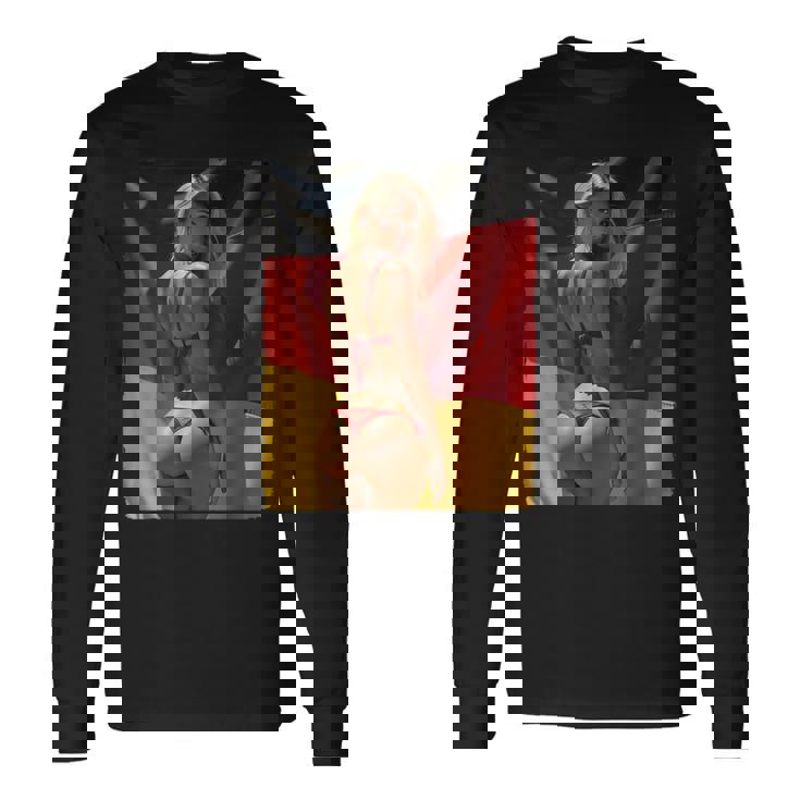 セクシーガールグラフィックtシャツ 「セクシーピンナップガール&ドイツ国旗」 長袖Tシャツ