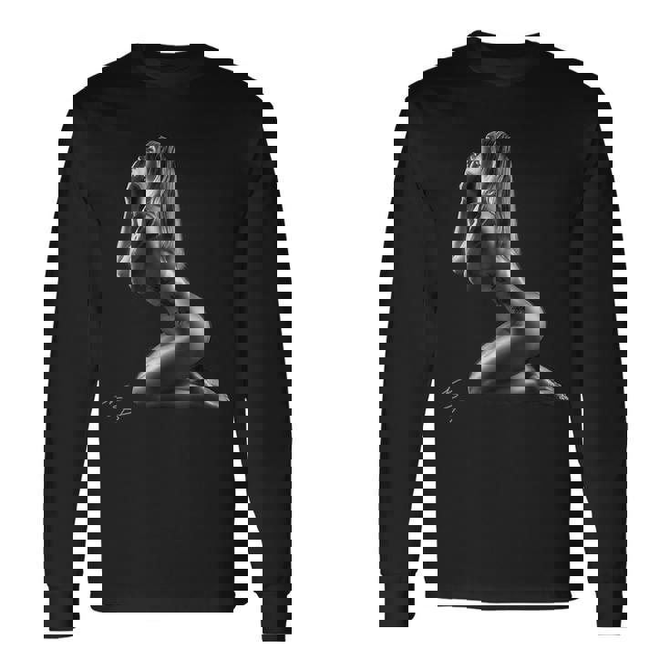 セクシーガールグラフィックtシャツ インプライドアクトオブファインアート 長袖Tシャツ