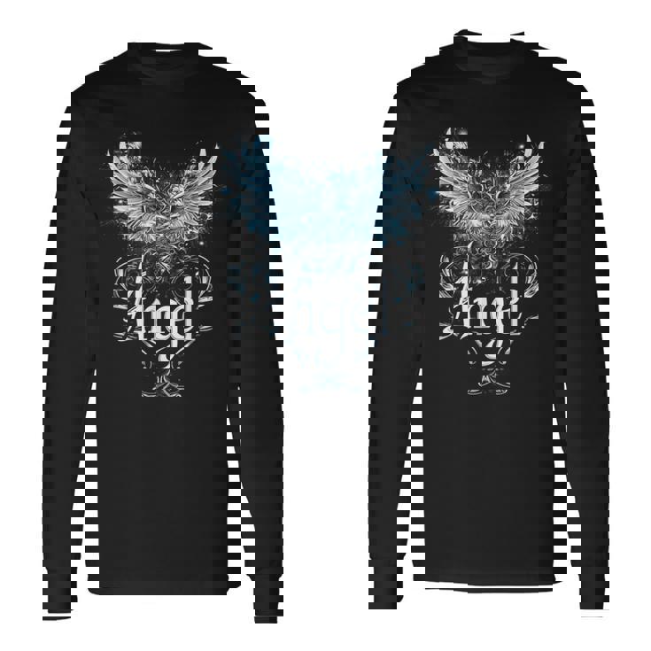 セラフィンの翼で昇天する天使のデザイン 長袖Tシャツ