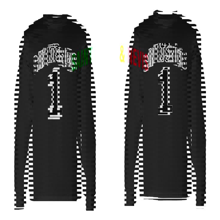 セントクリストファーネイビス 国旗 1 長袖Tシャツ