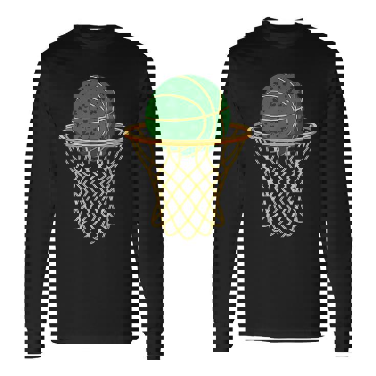 セントパトリックバスケットボールグリーンシャムロックバスケットボール 長袖Tシャツ