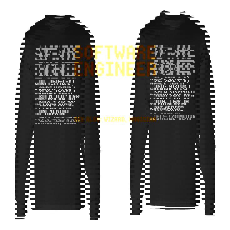ソフトウェアエンジニア定義面白いコンピュータサイエンスジョーク 長袖Tシャツ