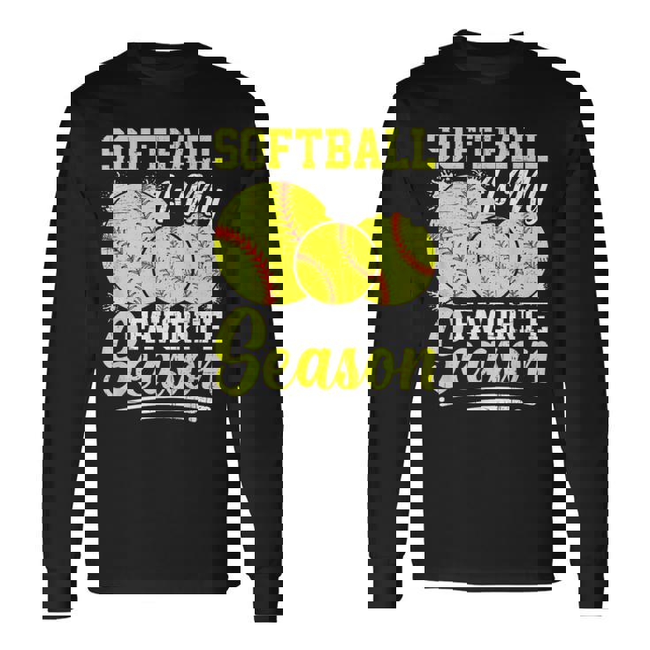 ソフトボールは私の好きな季節の楽しいデザイン。 長袖Tシャツ ギフトのアイデア