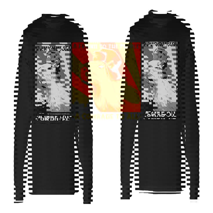 ソ連共産主義カピバラソビエト民衆への友 長袖Tシャツ