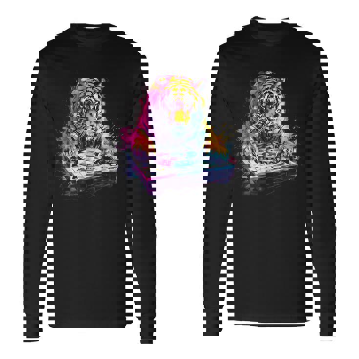 タイガーミュージック Dj ターンテーブル Dj タイガーテクノ ダンスクラブ ハウス 長袖Tシャツ