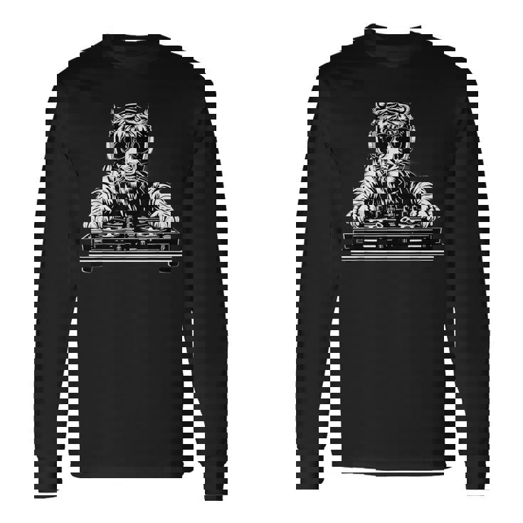 タイガーミュージック Dj テクノダンスクラブ ハウス ターンテーブル Dj タイガー 長袖Tシャツ