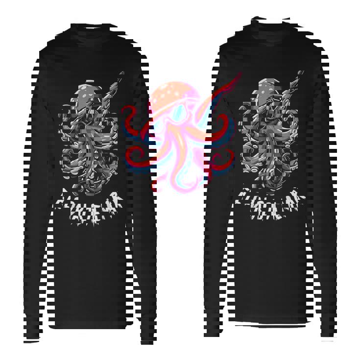 タコ、サングラスタコ動物、エルダブデルマール 長袖Tシャツ