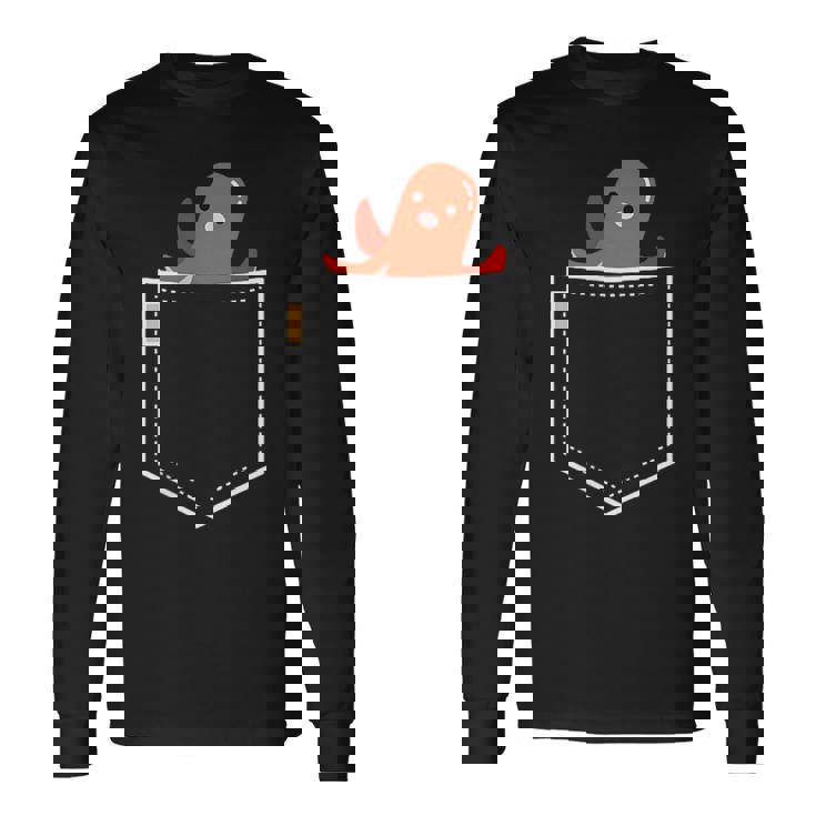 タコさんウインナー たこさん ウインナー 食べ物 イラスト ワンポイント ポケット デザイン かわいい おもしろ 長袖Tシャツ