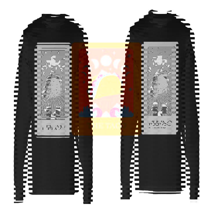 タコスタロット神秘的な星月面白い食通デザイン。 長袖Tシャツ