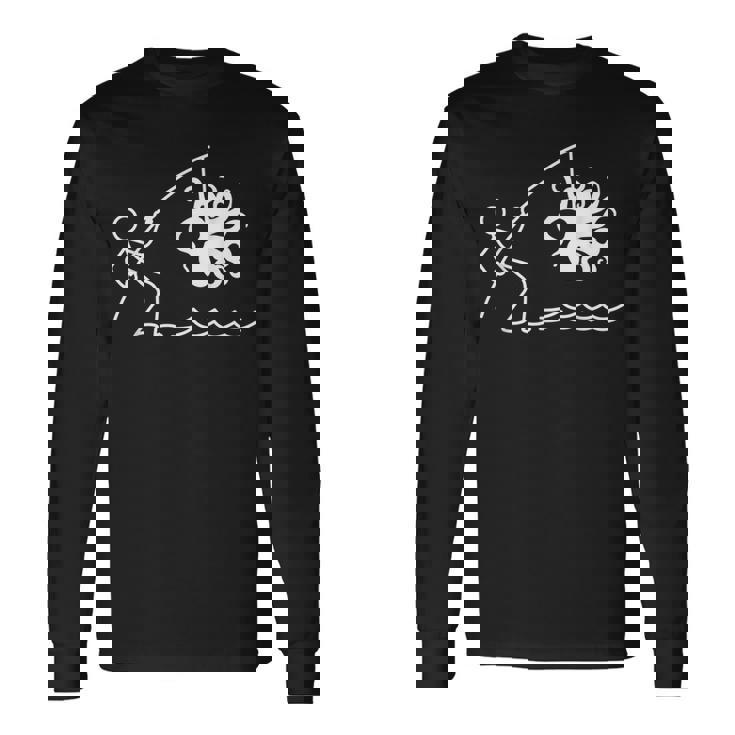 タコ釣りタコクラーケンケンケファロポッド ファニータコ 長袖Tシャツ