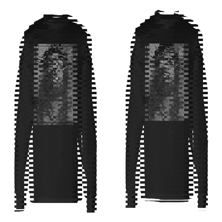 タバコを吸うクールなイエス・キリスト、反抗的なイエス・キリスト 長袖Tシャツ