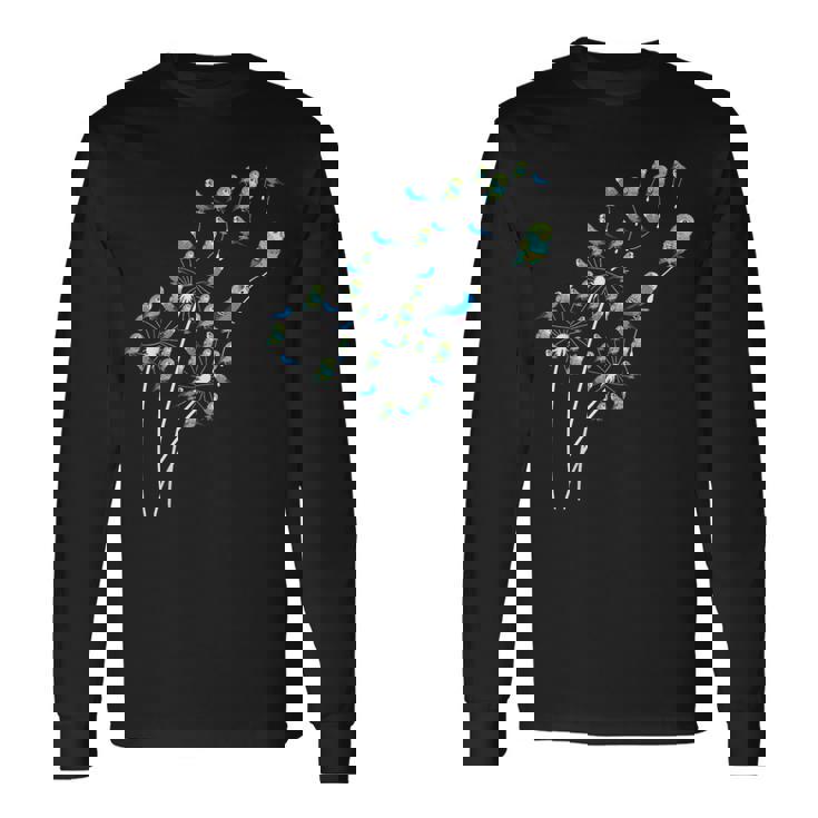 タンポポ セキセイインコの花、花セキセイインコの木 長袖Tシャツ