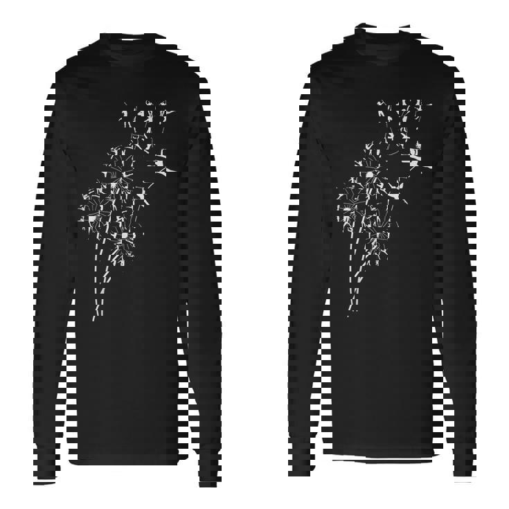 タンポポ バトントワラーの花、花のバトントワリング ツリー 長袖Tシャツ