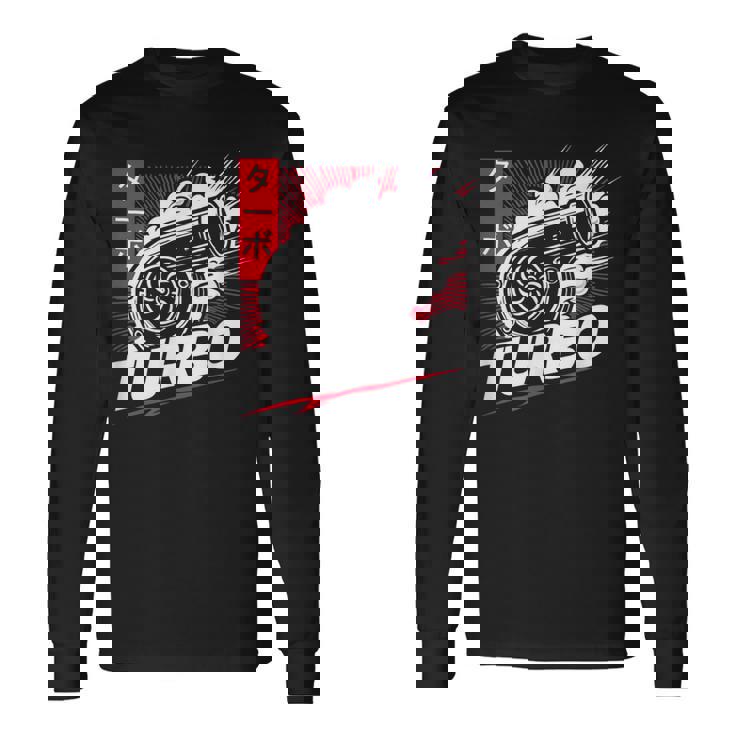 ターボターボチャージャー 日本語レタリング 日本スタイル 長袖Tシャツ