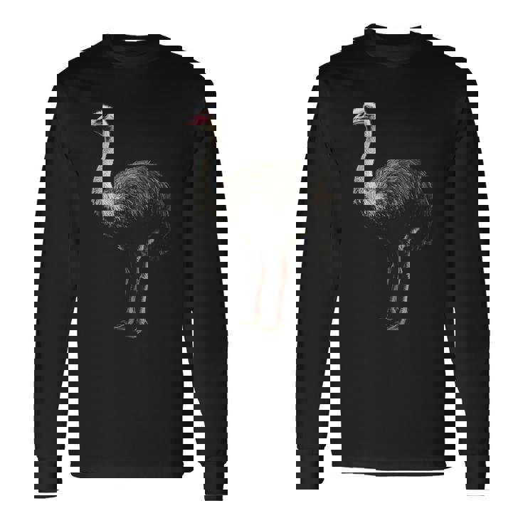 ダチョウ 動物 モチーフ イラスト ダチョウ 長袖Tシャツ