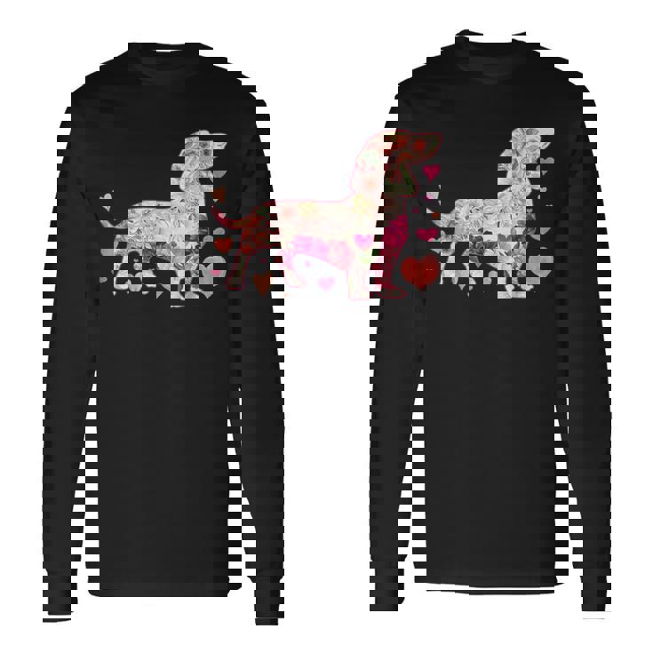 ダックスフントの解体新書 ミニチュアダックス 犬の飼い主 ダックス飼い おもしろ 愛犬家 犬 ダックスフント 長袖Tシャツ ギフトのアイデア