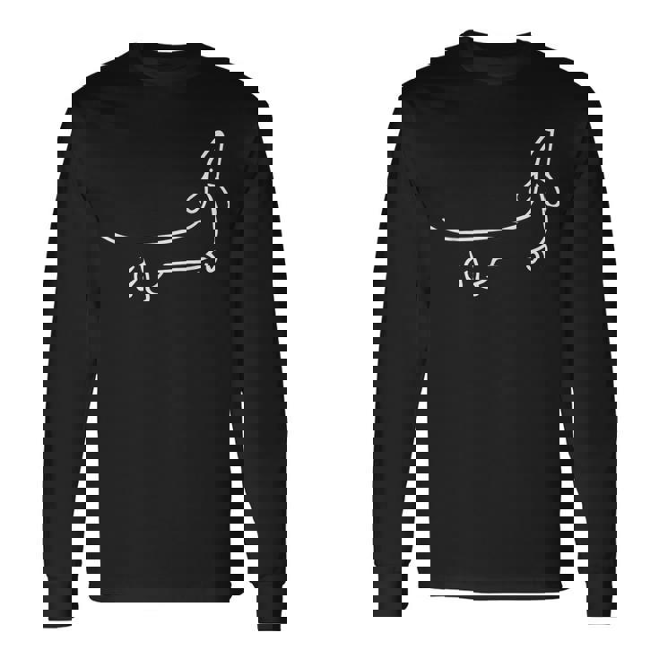 ダックスフンド 犬のモチーフの動物の顔 アートモチーフの犬 長袖Tシャツ