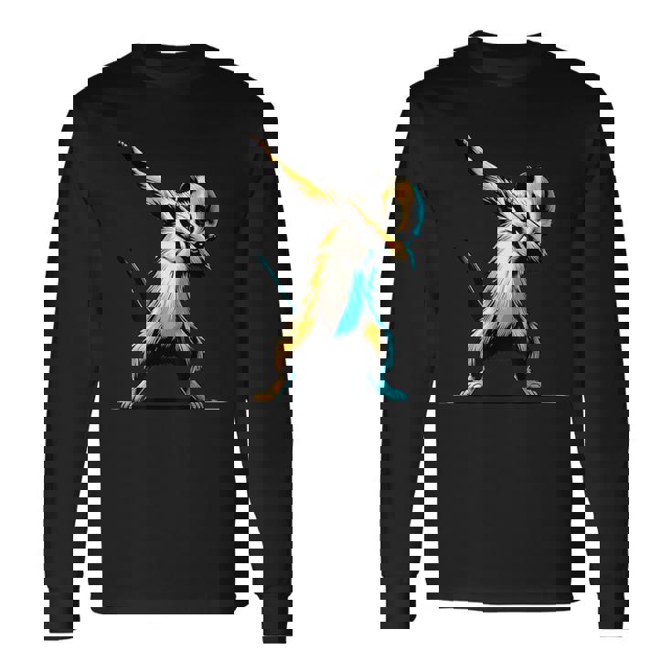 ダビングするミーアキャット 面白いモチーフ 踊るダブ スリケート 長袖Tシャツ