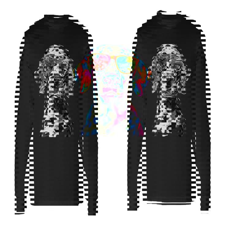 ダルメシアンとサングラスの犬 ダルメシアンが大好きです 長袖Tシャツ