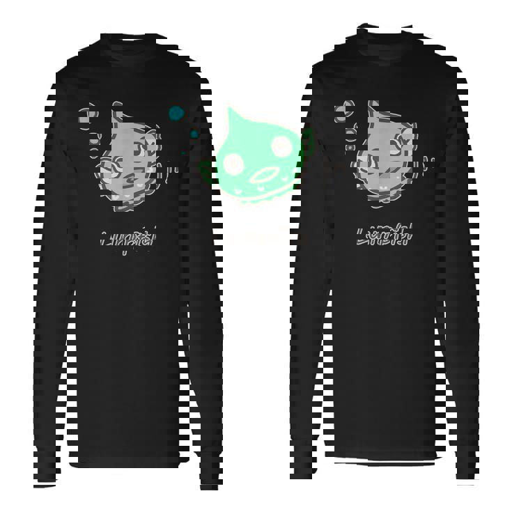 ダンゴウオ 緑ver 魚 かわいい おもしろ ネタ 海 魚好き プレセント 長袖Tシャツ