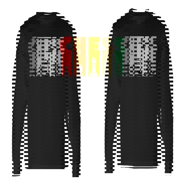 チェス レトロデザイン 戦略思考スポーツギフト 長袖Tシャツ