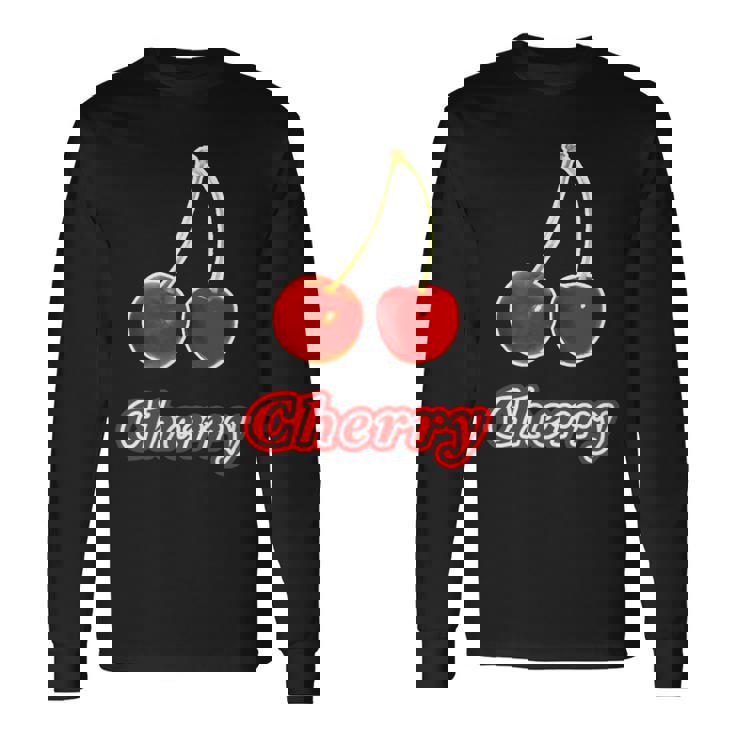 チェリー Cherry さくらんぼ 『フルーツ ポップ』果物 リアル レトロ 面白い イラスト 長袖Tシャツ