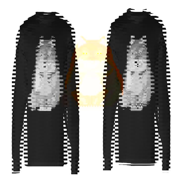 チベットスナギツネ ドット絵 ピクセルアート 虚無 ゲーム レトロゲーム ミーム 長袖Tシャツ