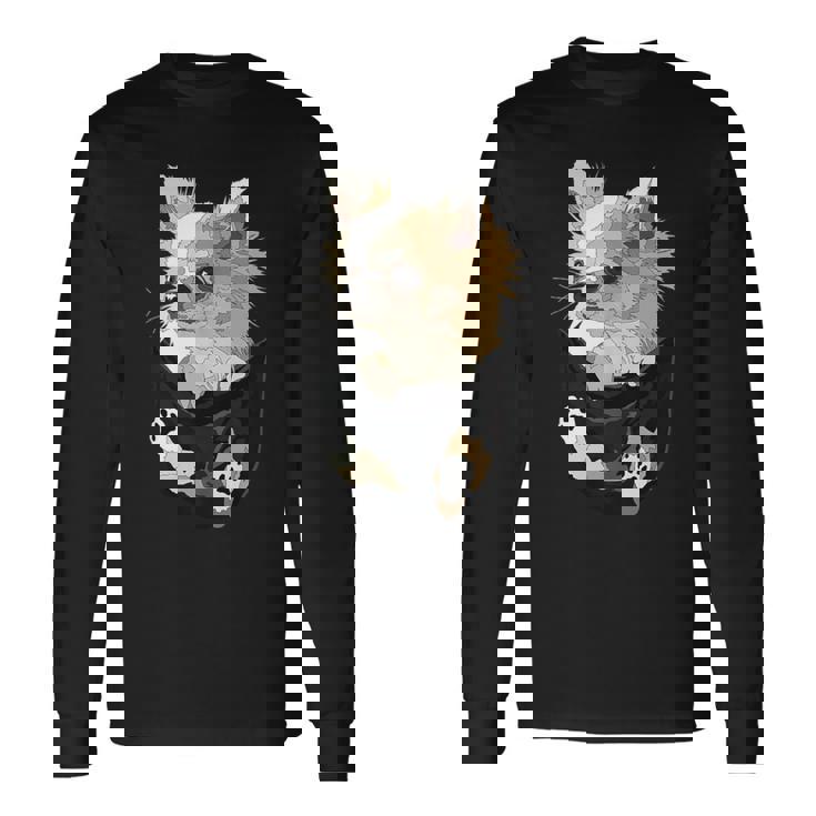 チワワ インポケット チワワ 長髪 チワワ 犬好き 長袖Tシャツ