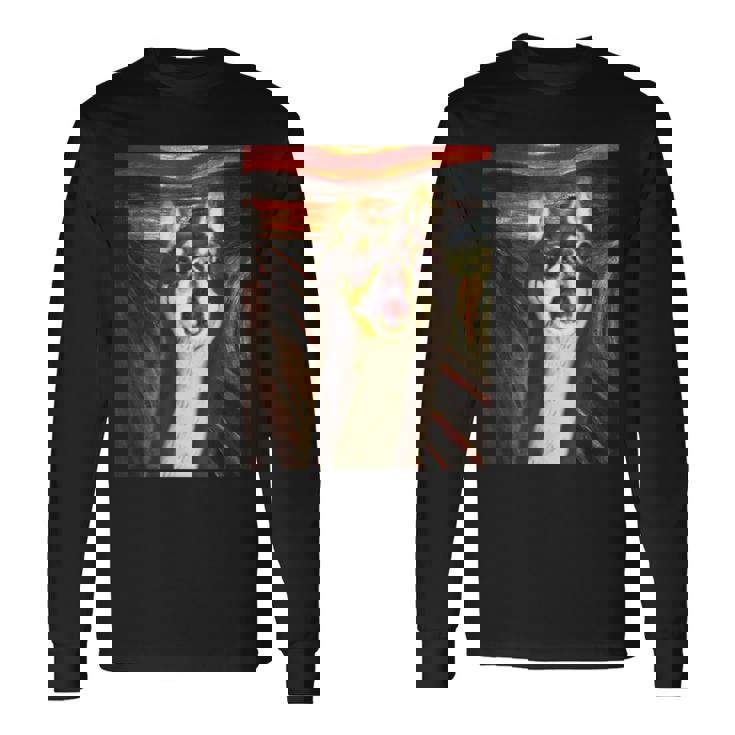 チワワ 面白いtシャツ 犬 ムンクの叫び かわいい メンズ 子供 おもしろ 服 グッズ ネタ わんこ 長袖Tシャツ