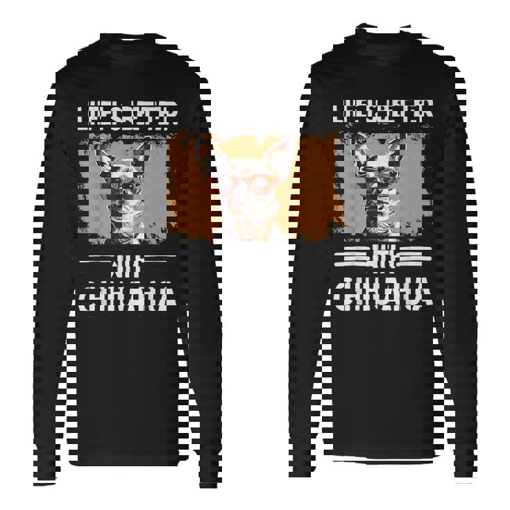 チワワデザイン レディース メンズ チワワ 犬 チワワ 恋人 長袖Tシャツ