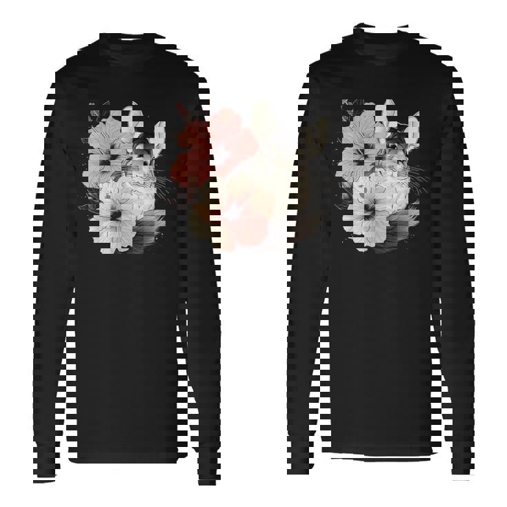 チンチラ ハイビスカス ブルーム ハーモニー フローラル チンチララバーズ 長袖Tシャツ