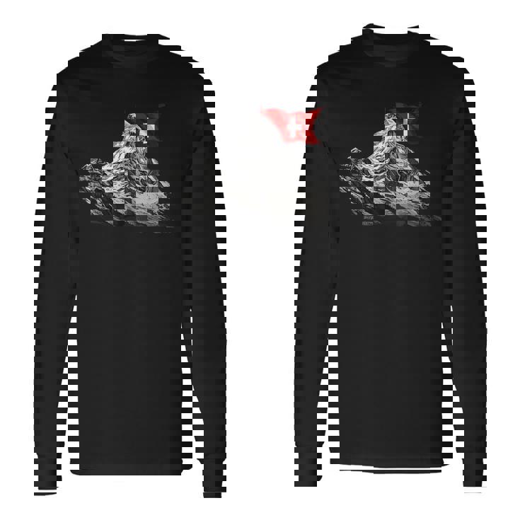 ツェルマットのマッターホルン スイス アルプス山脈 長袖Tシャツ