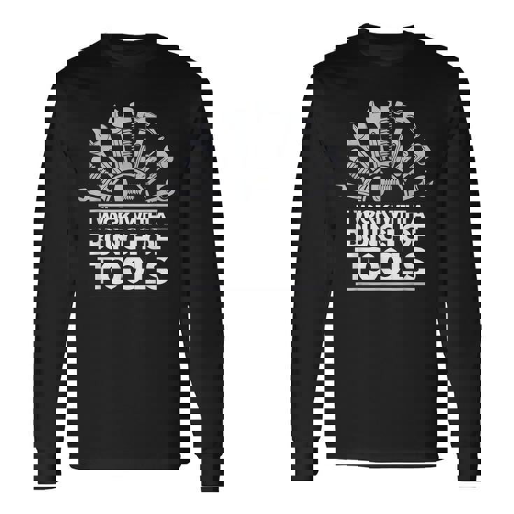 ツール 面白い メカニック 工具を使って仕事 お父さん 夫 ギフト アイデア 長袖Tシャツ