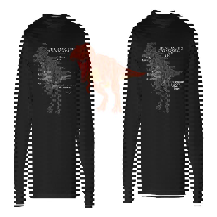 ティラノサウルス・レックスのリアルなデッサン 長袖Tシャツ