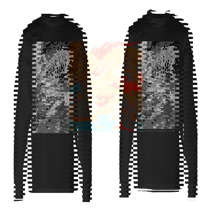 ティラノサウルス浮世絵 長袖Tシャツ